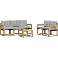 vidaXL Outdoor-Sofagarnitur mit Kissen 6 pcs Weiß und Hellgrau