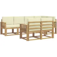 vidaXL Outdoor-Sofagarnitur 7 stk. Weiß und Creme Polyester