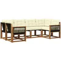 vidaXL Outdoor-Sofagarnitur 6 stk. Natur und Creme