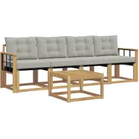 vidaXL Outdoor-Sofagarnitur 5 stk. Weiß und Hellgrau