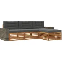 vidaXL Outdoor-Sofagarnitur 4 Stk Natur und Anthrazit Polyester 3383220