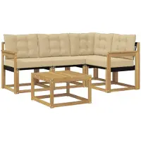 vidaXL Outdoor-Sofagarnitur 5 stk. Weiß und Beige