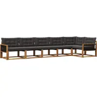 vidaXL Outdoor-Sofagarnitur mit Kissen 6 pcs Natürlich und Schwarz