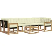 vidaXL Outdoor-Sofagarnitur mit Kissen 8 pcs Weiß und Creme
