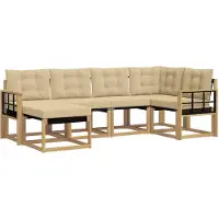 vidaXL Outdoor-Sofagarnitur 6 stk. Weiß und Beige