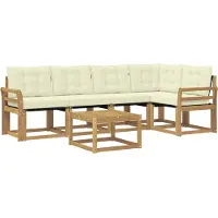vidaXL Outdoor-Sofagarnitur mit Kissen 6 pcs Weiß und Creme