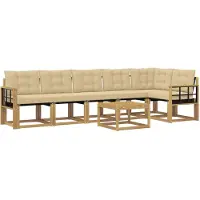 vidaXL Outdoor-Sofagarnitur 7 Stk. Weiß und Beige