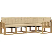 vidaXL Outdoor-Sofagarnitur mit Kissen 5 pcs Weiß und Beige
