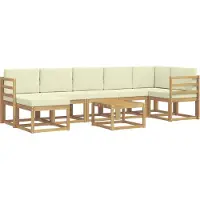vidaXL Outdoor-Sofagarnitur mit Kissen 8 pcs Weiß und Creme Polyester