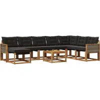 vidaXL Outdoor-Sofagarnitur 9 Stk. Natürlich und Schwarz