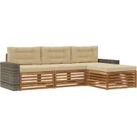 vidaXL Outdoor-Sofagarnitur mit Kissen 4 pcs Natur und Beige Polyester