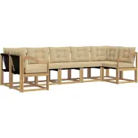 vidaXL Outdoor-Sofagarnitur 7 stk. Weiß und Beige