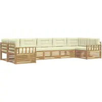vidaXL Outdoor-Sofagarnitur 7 Stk. Weiß und Creme Massivholz Akazie