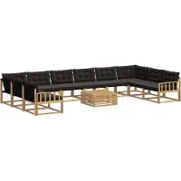 vidaXL Outdoor-Sofagarnitur mit Kissen 11 pcs Weiß und Schwarz