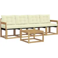 vidaXL Outdoor-Sofagarnitur mit Kissen 5 pcs Weiß und Creme