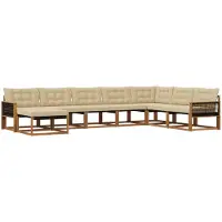 vidaXL Outdoor-Sofagarnitur 8 stk. Natur und Beige Massivholz Akazie