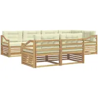 vidaXL Outdoor-Sofagarnitur 7 Stk. Weiß und Creme Polyester
