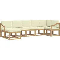 vidaXL Outdoor-Sofagarnitur 7 Stk. Weiß und Creme Polyester