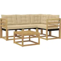 vidaXL Outdoor-Sofagarnitur mit Kissen 5 pcs Weiß und Beige