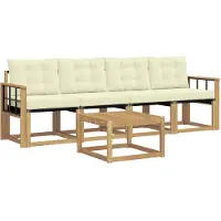 vidaXL Outdoor-Sofagarnitur 5 stk. Weiß und Creme