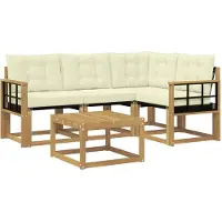 vidaXL Outdoor-Sofagarnitur mit Kissen 5 pcs Weiß und Creme