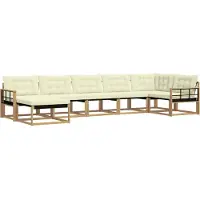 vidaXL Outdoor-Sofagarnitur 7 Stk. Weiß und Creme Massivholz Akazie
