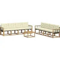 vidaXL Outdoor-Sofagarnitur 9 Stk. Weiß und Creme