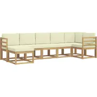 vidaXL Outdoor-Sofagarnitur mit Kissen 7 pcs Weiß und Creme Polyester