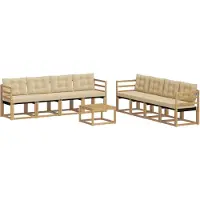 vidaXL Outdoor-Sofagarnitur mit Kissen 9 pcs Weiß und Beige