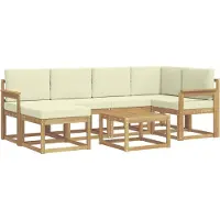 vidaXL Outdoor-Sofagarnitur 7 stk. Weiß und Creme Massivholz Akazie