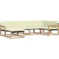 vidaXL Outdoor-Sofagarnitur 6 Stk. Weiß und Creme Massivholz Akazie