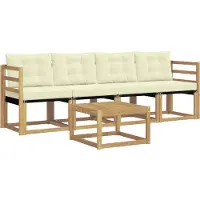 vidaXL Outdoor-Sofagarnitur mit Kissen 5 pcs Weiß und Creme