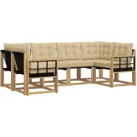 vidaXL Outdoor-Sofagarnitur 6 stk. Weiß und Beige