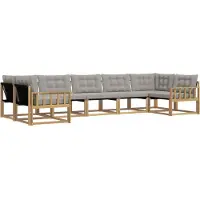 vidaXL Outdoor-Sofagarnitur mit Kissen 7 pcs Weiß und Hellgrau