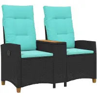 vidaXL Liegebank mit Tisch Schwarz und Türkis 126 x 65 x 112 cm