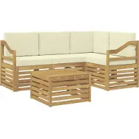 vidaXL Outdoor-Sofagarnitur 5 Stk. Weiß und Creme Polyester