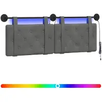 Syfax Hängendes Kopfteil Mit LED Licht Dunkelgrau Samt