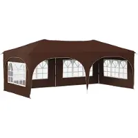 Syfax Pop-up Partyzelt 575 x 288 x 245 cm Braun Oxford-Stoff