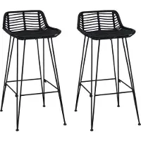vidaXL Barhocker 2 Stück Schwarz 44 x 46 x 91 cm Rattan und Stahl