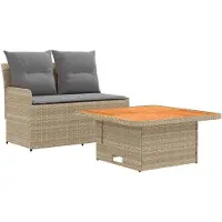 vidaXL Garten Armlehnen Sofa mit Klapptisch 2 Stück Beige und Hellgrau