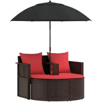 vidaXL Garten-Sofa Braun und Rot 168 x 168 x 180 cm Polyrattan