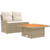 vidaXL 2 stk. Garten Armlehnen Sofa mit Klapptisch PE-Rattan