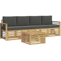 vidaXL Outdoor-Sofagarnitur 5 stk. Weiß und Anthrazit Polyester