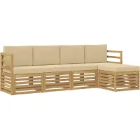 vidaXL Outdoor-Sofagarnitur mit Kissen 5 pcs Weiß und Beige Polyester