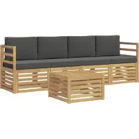 vidaXL Outdoor-Sofagarnitur 5 Stk. Weiß und Anthrazit Polyester
