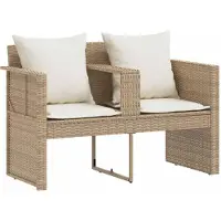 vidaXL Garten-Sofa mit Kissen 8 pcs Beige und Cremeweiß Poly-Rattan