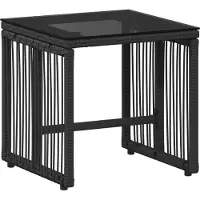 vidaXL Gartenmöbel Set 11 stk. Schwarz und Türkis Poly-Rattan