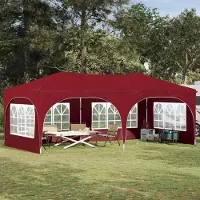 vidaXL Pop-up Partyzelt Bordeauxrot 575 x 288 x 245 cm Oxford-Stoff - Pavillons & Partyzelte DE800