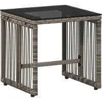 vidaXL Gartenmöbel Set 11 stk. Grau und Marineblau Poly-Rattan