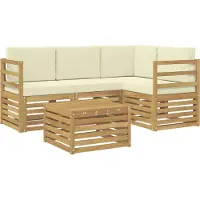 vidaXL Outdoor-Sofagarnitur 5 Stk. Weiß und Creme Polyester